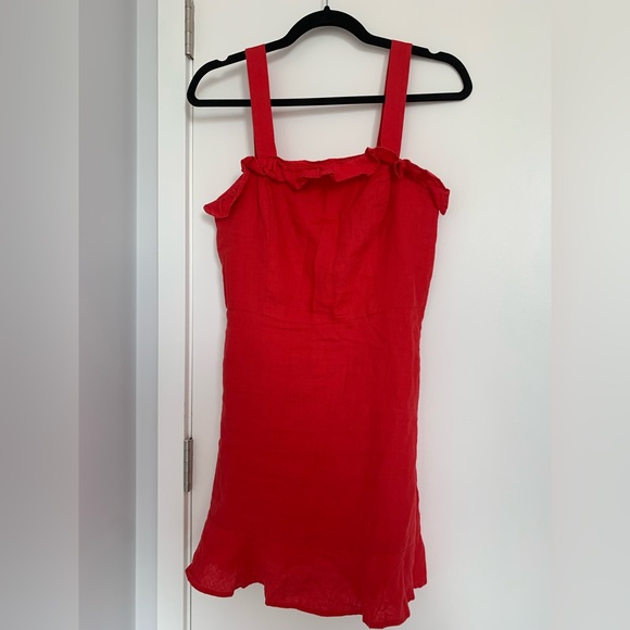 Mango red linen mini dress - Picture 3 of 5